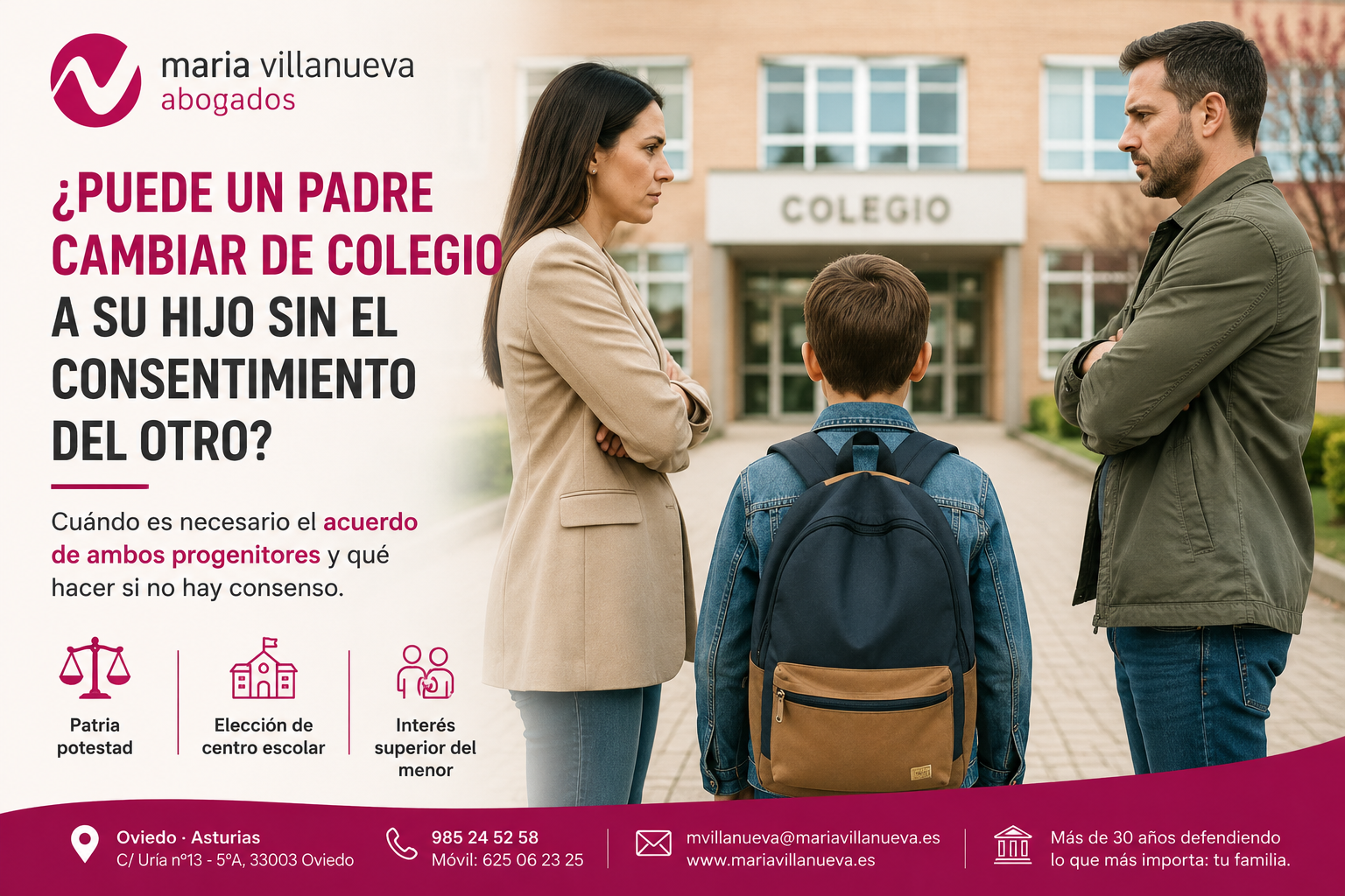 ¿Puede un padre cambiar de colegio a su hijo sin el consentimiento del otro progenitor? Guía de Derecho de Familia en Asturias.